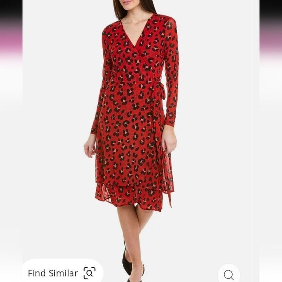 CAbi Red Siren Leopard Wrap Around Dress Cardigan Wear 2 Ways sz xxl - Picture 2 of 11